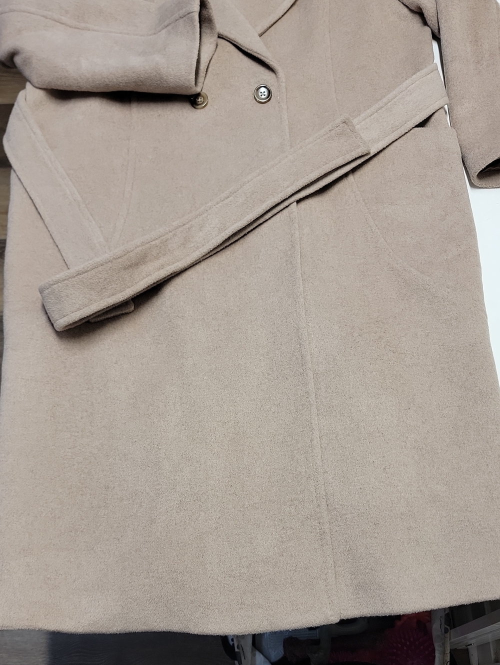 Bernardo Cream Long Wool-Blend Double-Breasted Belted Trench Coat Sz XXL - Picture 4 of 16